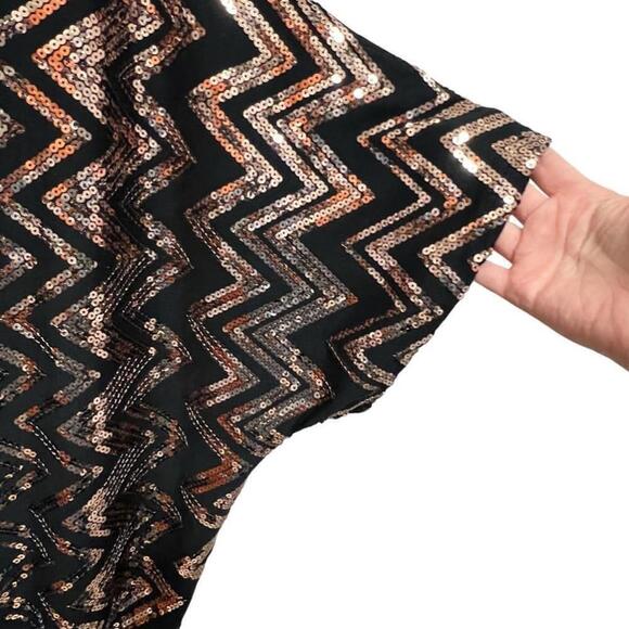 MONAMIE Women’s Black & Gold Sequence Dolman Sleeve Blouse, Size XL - Picture 8 of 15